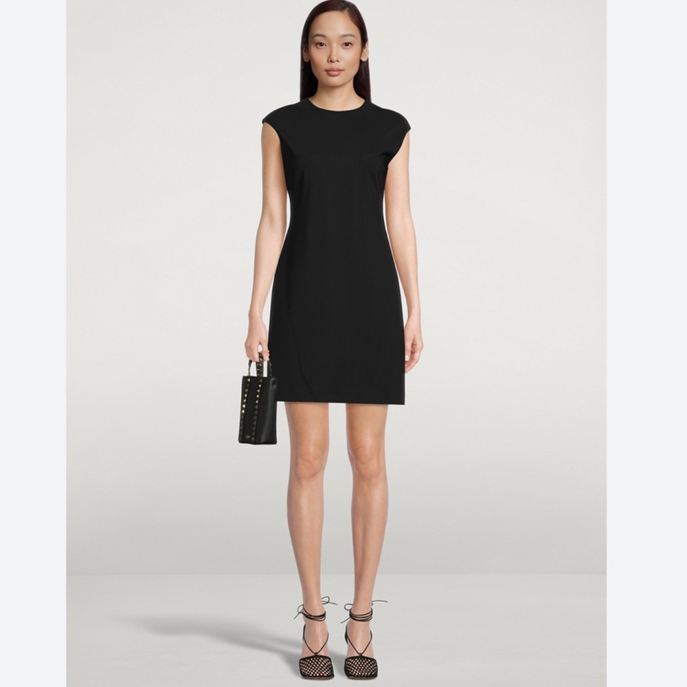 Theory Black Cap Sleeve Mini Shift Dress Size 4